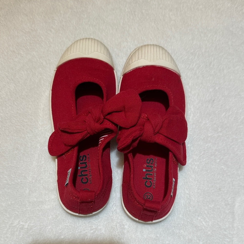 EUC Chus Red Canvas Mary Jane Shoes size 32 13.5 - Picture 5 of 5